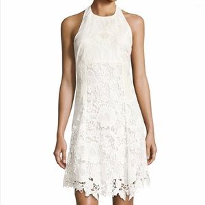 Alice + Olivia Susan white lace halter dress